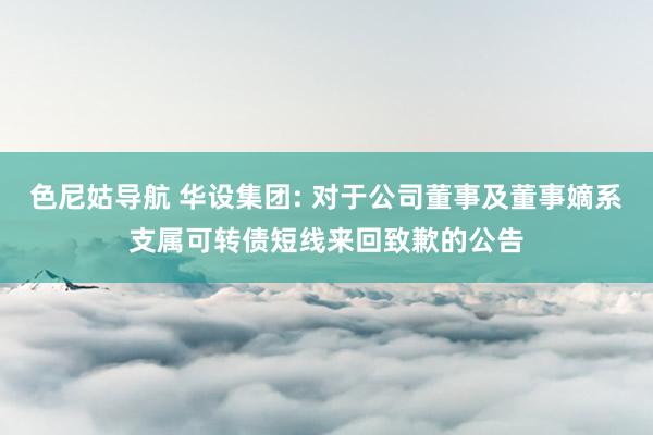 色尼姑导航 华设集团: 对于公司董事及董事嫡系支属可转债短线来回致歉的公告