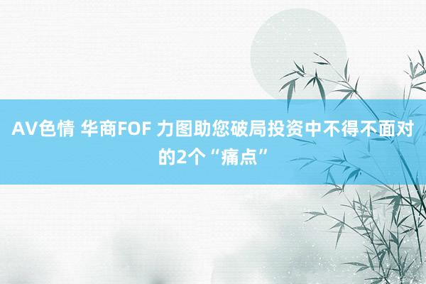 AV色情 华商FOF 力图助您破局投资中不得不面对的2个“痛点”