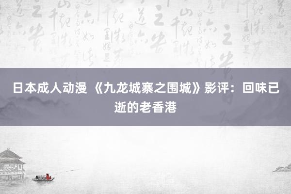 日本成人动漫 《九龙城寨之围城》影评：回味已逝的老香港